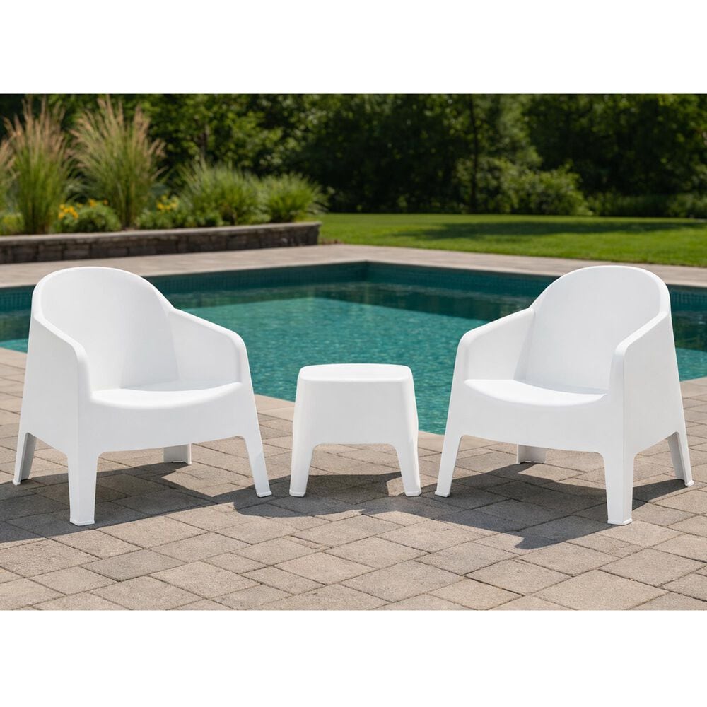 Zentro Living Milan 3-Piece Patio Chat Set In White, , large