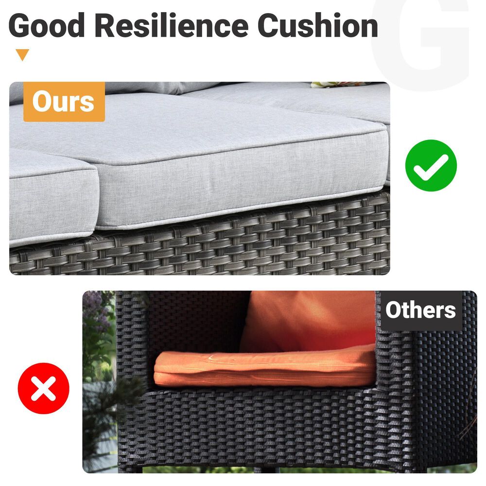 HOMLUX 7-Piece Patio Conversation Set with Rocking Chairs and Fire Pit Table in Grey, , large