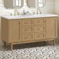 James Martin Vanities Laurent 60" Double Bathroom Vanity in Light Natural Oak with 3 cm White Zeus Quartz Top and Rectangular Sinks, , large