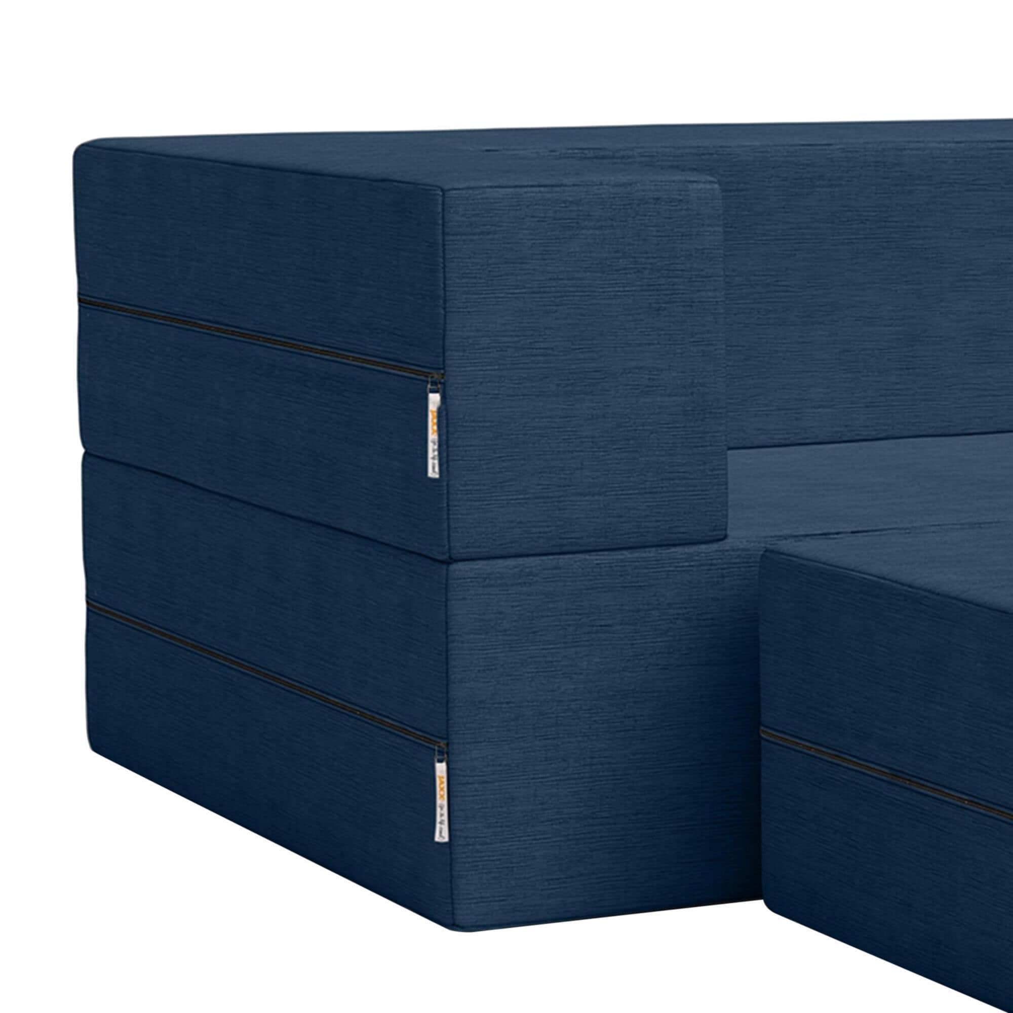 Jaxx Zipline 3-Piece Stationary Convertible Sleeper Sofa in Indigo