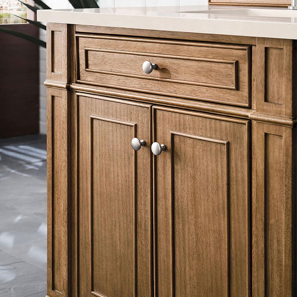 James Martin Vanities Bristol 72&quot; Double Bathroom Vanity in Saddle Brown with 3 cm Eternal Marfil Quartz Top and Rectangular Sinks, , large