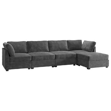 Noviland HOMLUX 5-Piece Mod Sectional with Ottoman in Gray, , large