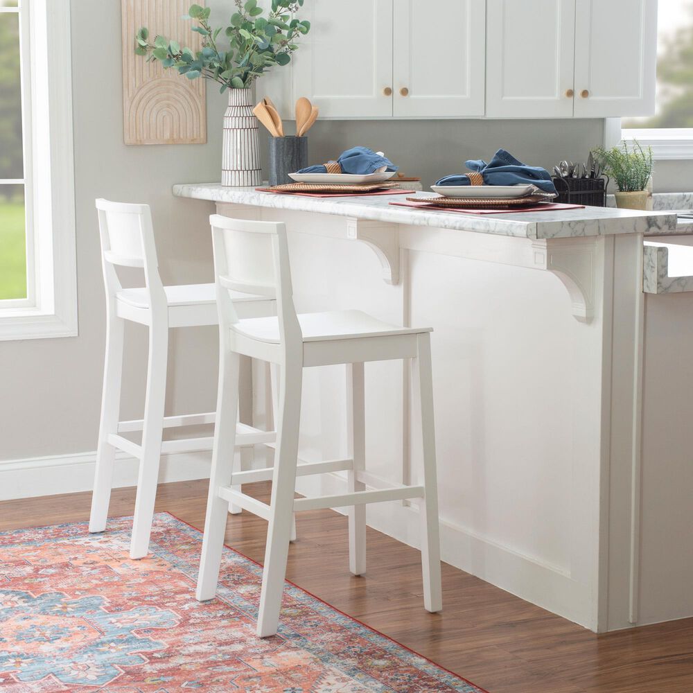 Linon Home Decor Devin Barstool in White (Set of 2), , large