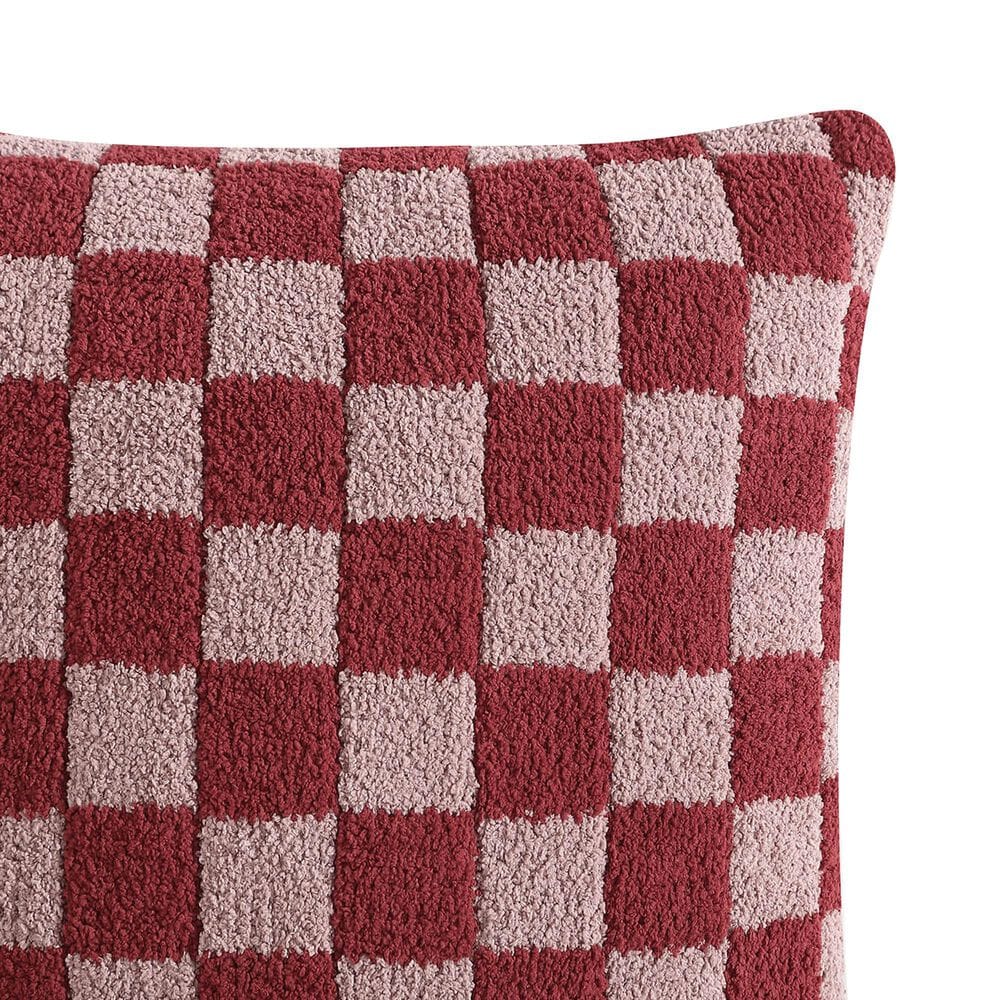 Sunday Citizen Checkerboard 20&quot; Square Throw Pillow in Pomegranate and Rose, , large