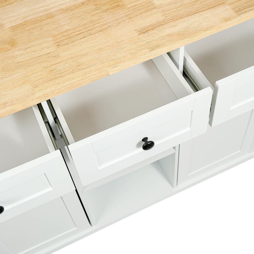 HOMLUX 53" Kitchen Island with Drop-Leaf in White, , large