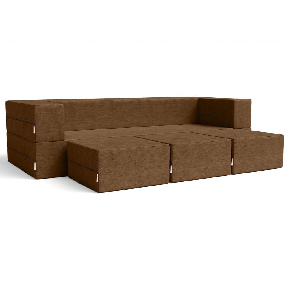 Jaxx Zipline 3-Piece Stationary Convertible Sleeper Sofa in Toffee Velvet, , large