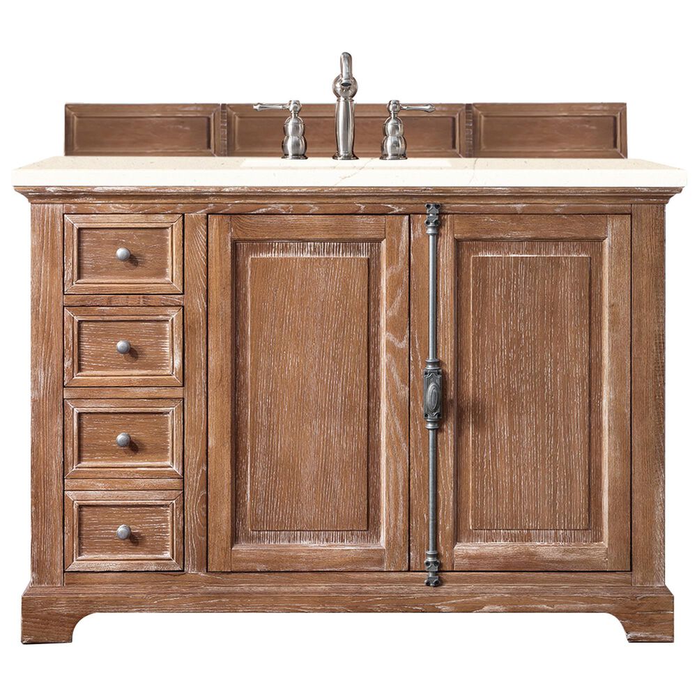 James Martin Vanities Providence 48" Single Bathroom Vanity in Driftwood with 3 cm Eternal Marfil Quartz Top and Rectangular Sink, , large