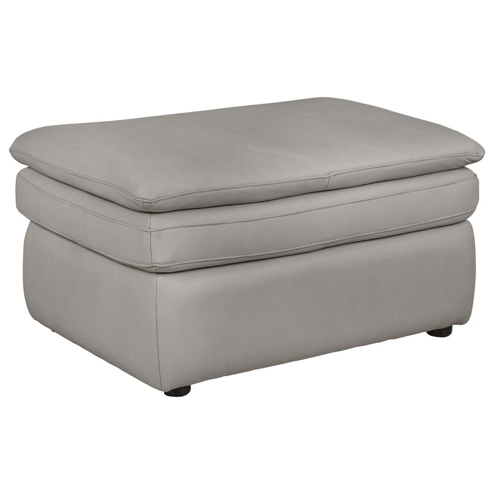 Superb Leather Leather Ottoman in Oslo Grey, , large