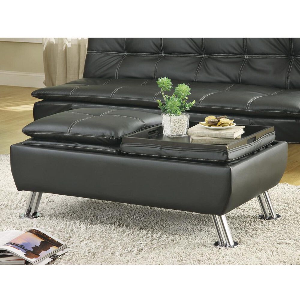 Pacific Landing Storage Ottoman in Black, , large