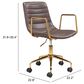 Zuo Modern Eric Office Chair in Brown and Gold, , large