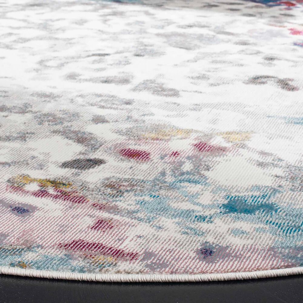 Safavieh Aria 6&#39;6&quot; Round Cream and Dark Teal Area Rug, , large