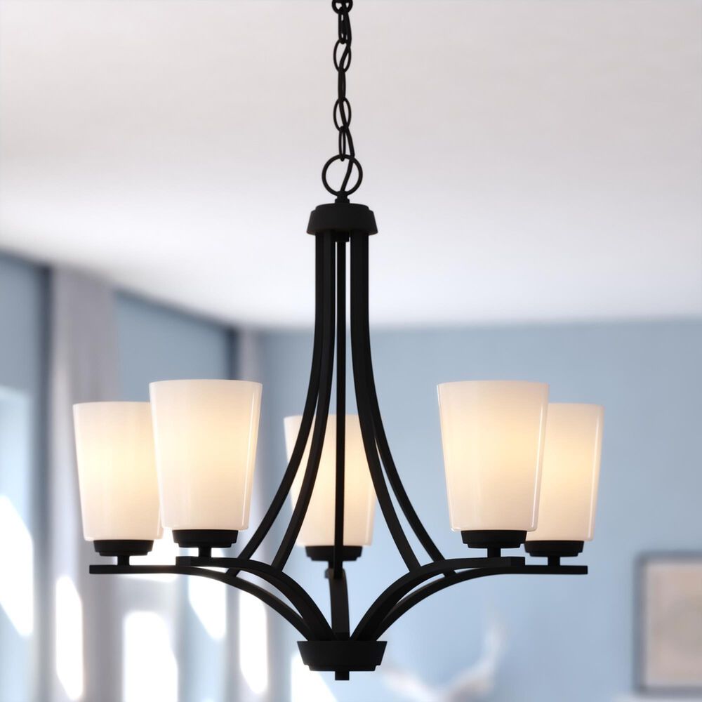 Vaxcel Lighting River Grove 5-Light Chandelier in Matte Black, , large