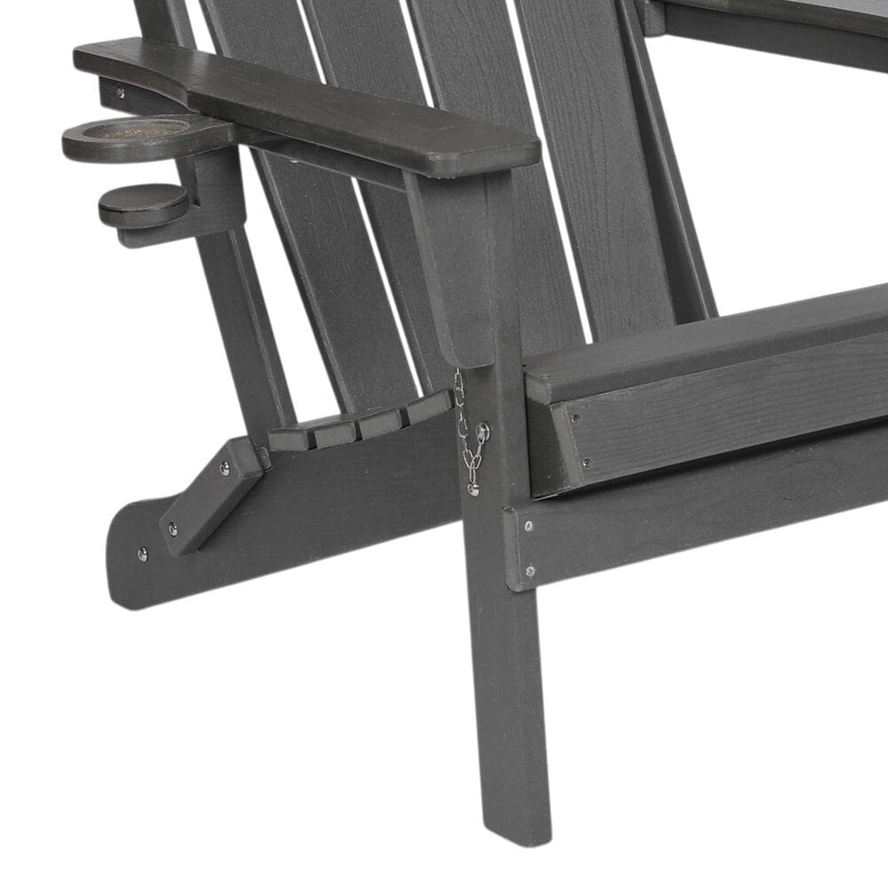 Hearth and Haven 34" Outdoor Folding Adirondack Chair with Cup Holder in Gray, , large