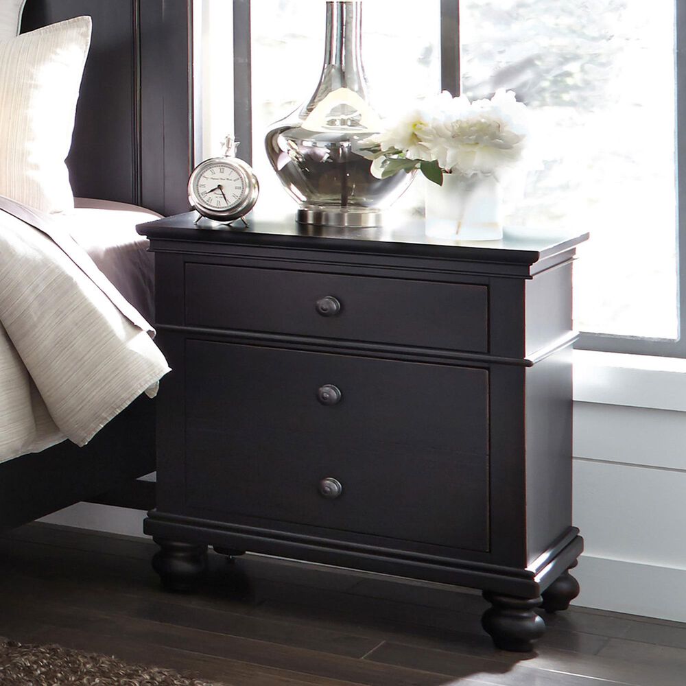 Riva Ridge Oxford King Panel Bed with Dresser, Chest, and Two Nightstands in Black, , large