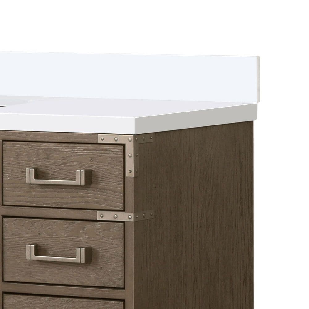 Lexora Home Laurel 48" Single Bathroom Vanity in Grey Oak with White Quartz Top and Rectangular Sink, , large