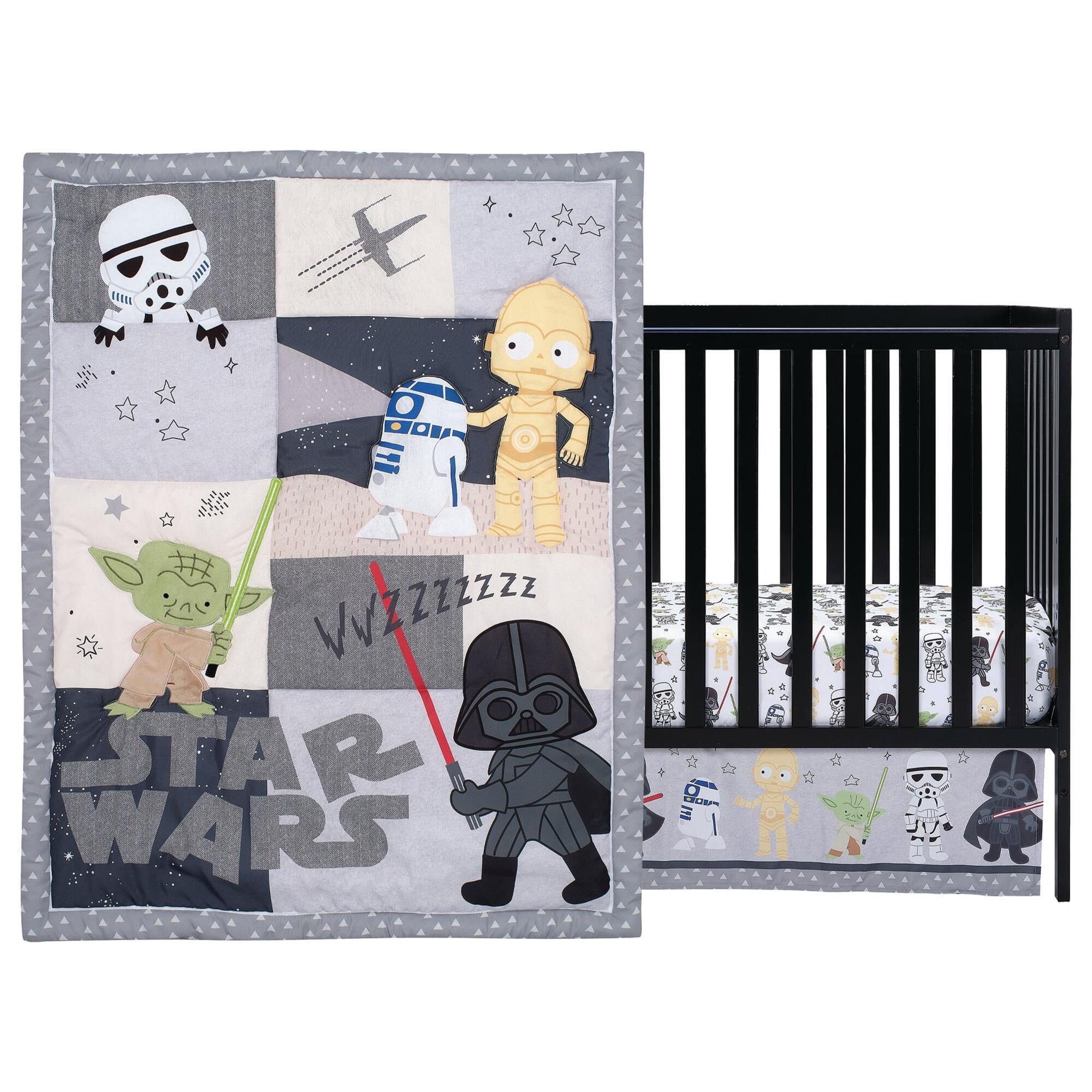 Lambs and Ivy Star Wars Classic 3 Piece Crib Bedding Set in Gray