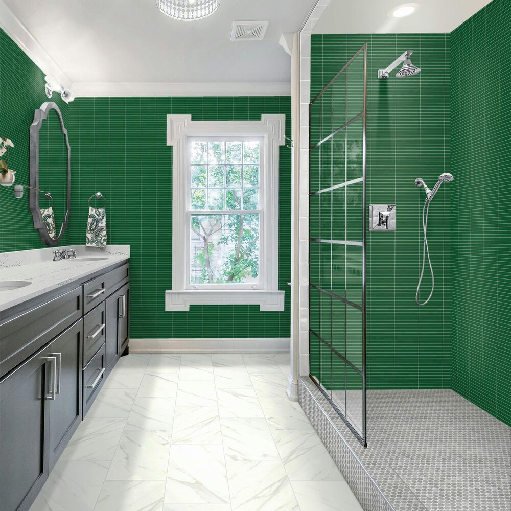 Dal-Tile Color Wheel Emerald 12&#39;&#39; X 10&#39;&#39; Ceramic Mosaic Sheet, , large