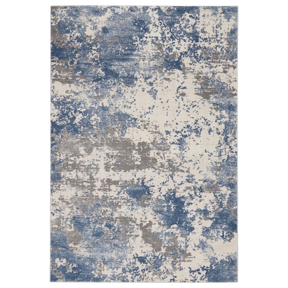 Nourison Rustic Textures RUS08 Grey and Blue 6" x 9" Area Rug, , large