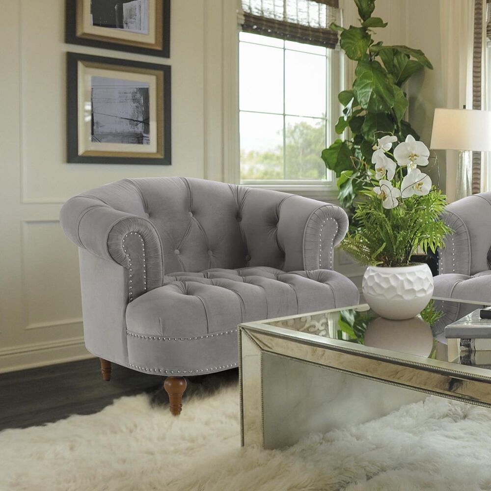 Jennifer Taylor Home La Rosa Victorian Tufted Accent Chair in Opal Grey