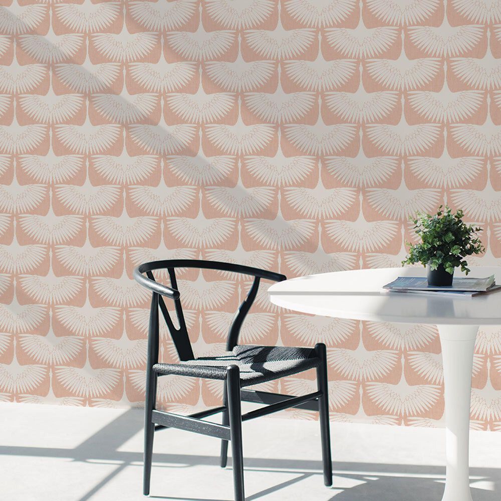Tempaper Genevieve Gorder Feather Flock Peel &amp; Stick Wallpaper in Sahara Blush, , large