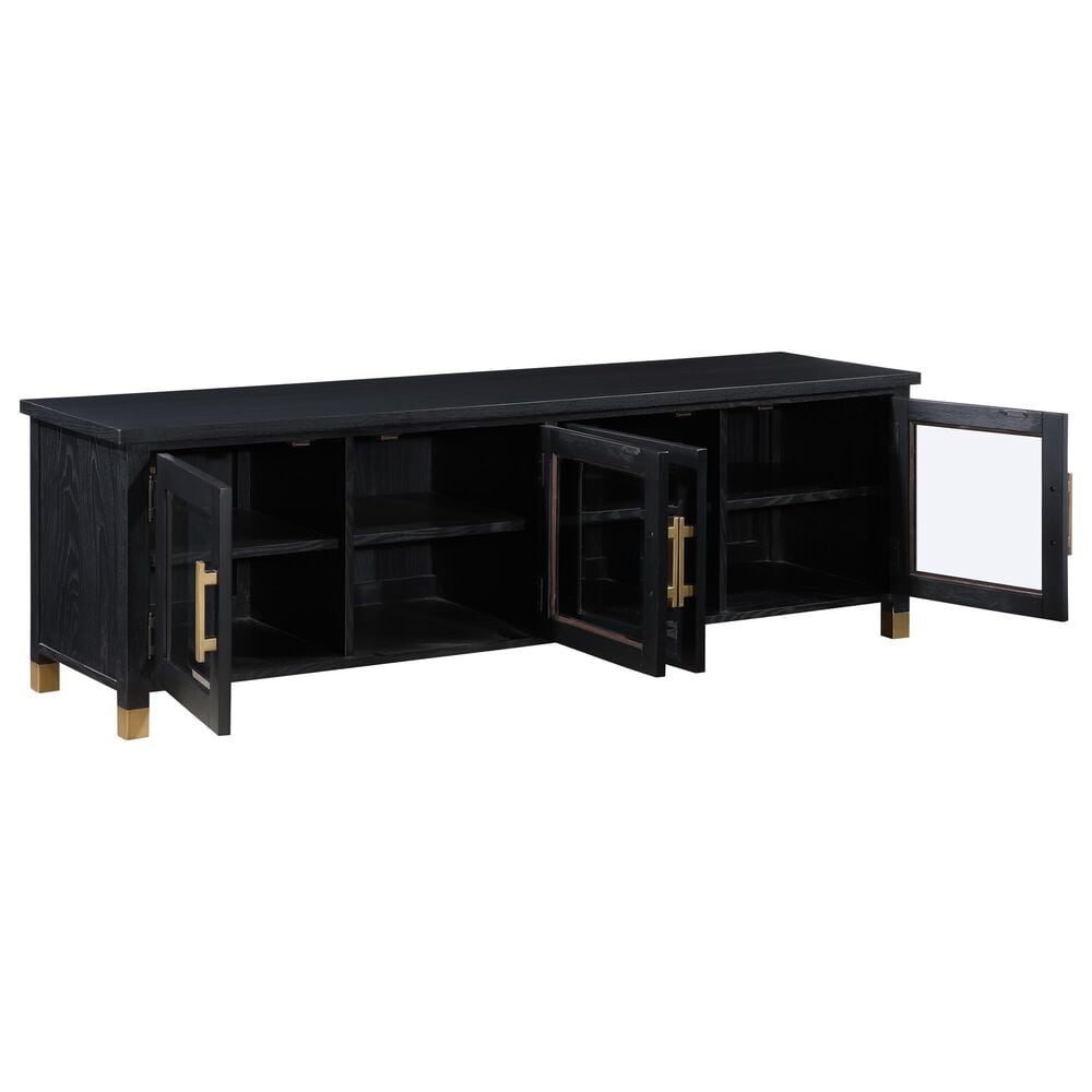 Steve Silver Furniture Yves 64" TV Stand in Ebony and Brushed Brass, , large