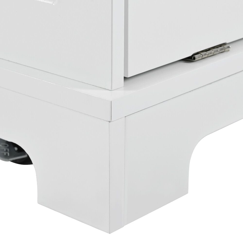 HOMLUX 49" Kitchen Island with Trash Can Storage Cabinet in White, , large