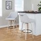 LumiSource Hannah Swivel Bar Stool with Grey Fabric Upholstery in Whitewashed and Black (Set of 2), , large