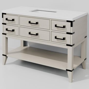 Lexora Home Norwalk 48" Single Bathroom Vanity in White Oak with White Cultured Marble Top and Rectangular Sink, , large