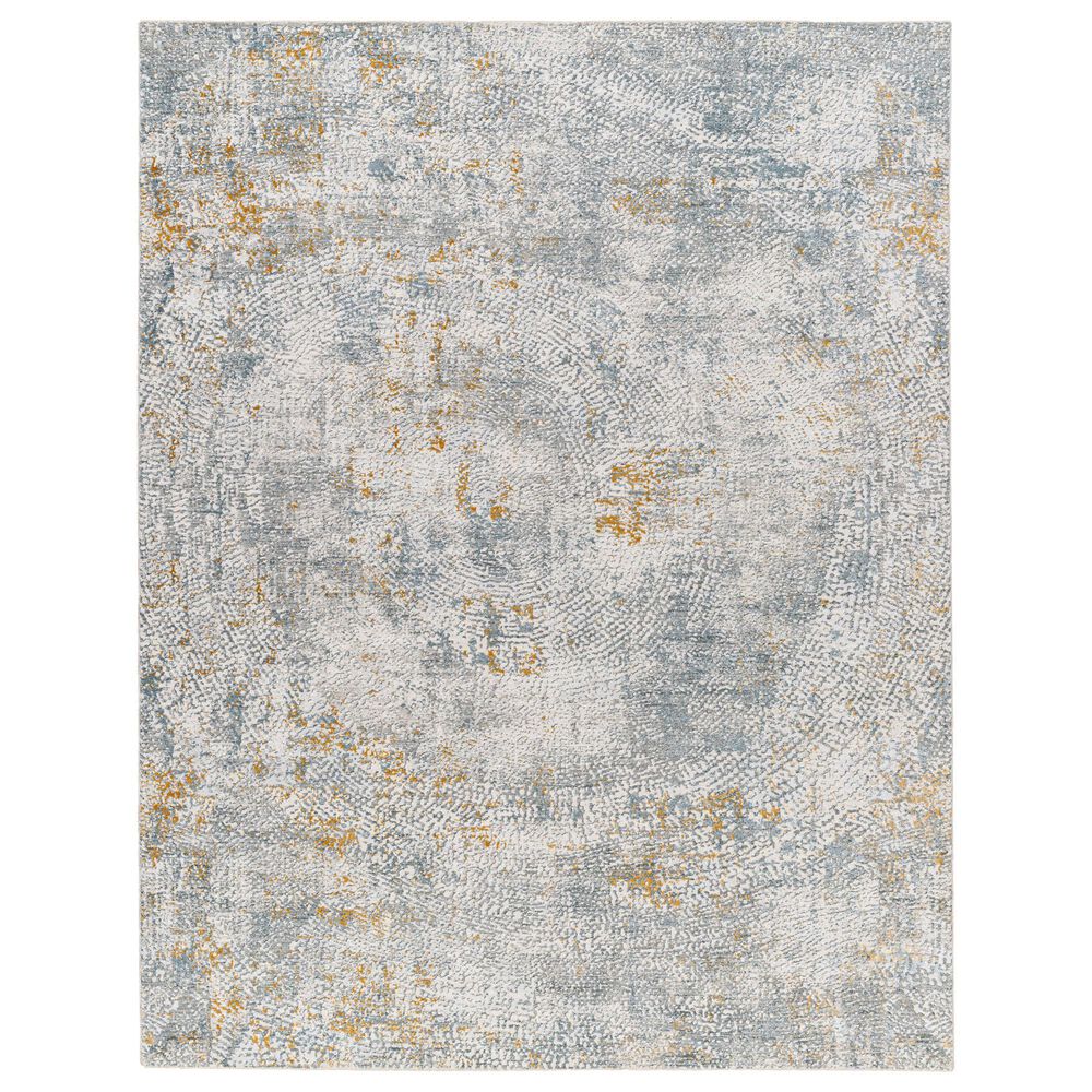 Surya Dresden DRE-2320 White, Medium Gray, Light Slate, Gray, Denim and Mustard 6"7" x 9"6" Area Rug, , large