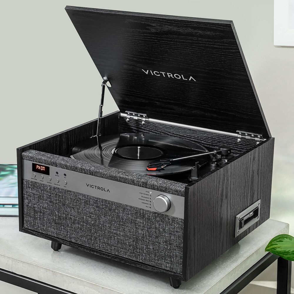 Victrola Century 6-in-1 Music Center Record Player with 3-Speed Turntable in Black, , large