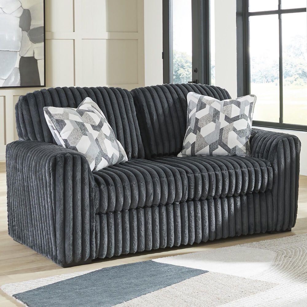 Ashley Midnight-Madness Stationary Loveseat in Gunmetal, , large