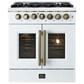 Forno Galiano 30" Freestanding French Door Dual Fuel Range in White, , large