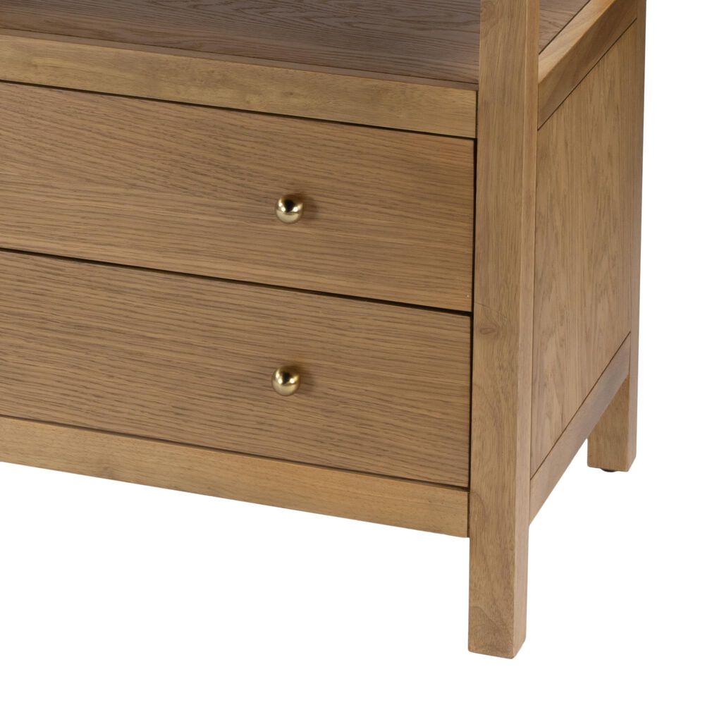 Butler Specialty Company Nora 2-Drawer Wide Nightstand with Open Shelf in Light Natural Brown, , large