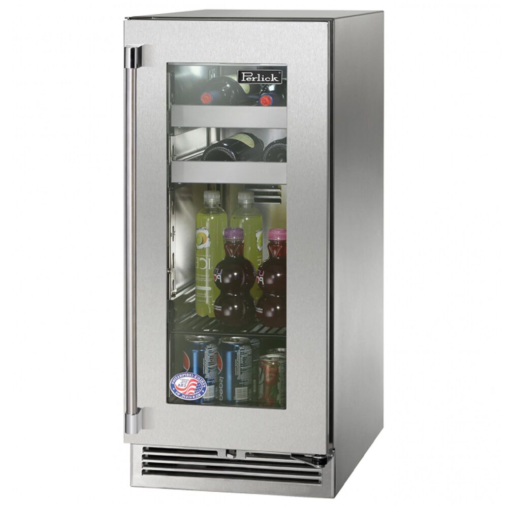 Perlick Signature 15" Indoor Built-In Undercounter Beverage Center with Right Hinge Glass Door in Stainless Steel and Panel Ready, , large
