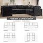 HOMLUX 7-Piece U-Shaped Mod Sectional in Black, , large