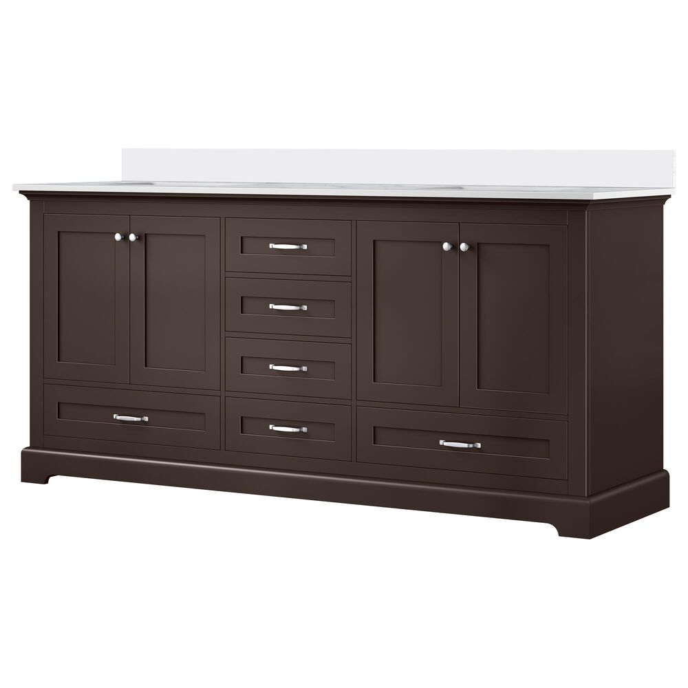 Lexora Home Dukes 72" Double Bathroom Vanity in Espresso with 2 cm White Cultured Marble Top and Rectangular Sinks, , large