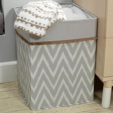 Lambs and Ivy Urban Jungle Chevron Hamper in Gray and White, , large