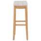 Linon Home Decor Claridge Bar Stool with Striped Beige Cushion in Rustic Brown, , large