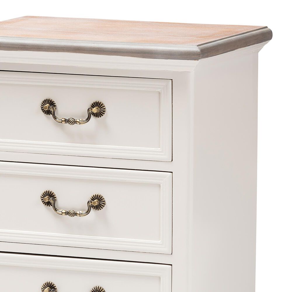 Baxton Studio Capucine 3-Drawer End Table in Natural Whitewashed Oak and White, , large