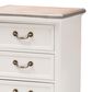 Baxton Studio Capucine 3-Drawer End Table in Natural Whitewashed Oak and White, , large