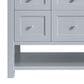 James Martin Vanities Breckenridge 48" Single Bathroom Vanity in Serenity Blue with 3 cm Carrara White Marble Top and Rectangular Sink, , large