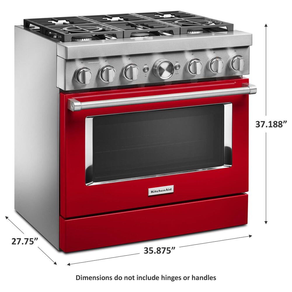 KitchenAid 36&quot; Professional Dual Fuel Range in Passion Red, , large