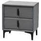 Baxton Studio Etienne 2-Drawer Nightstand with Slate Grey Velvet Upholstery in Black, , large