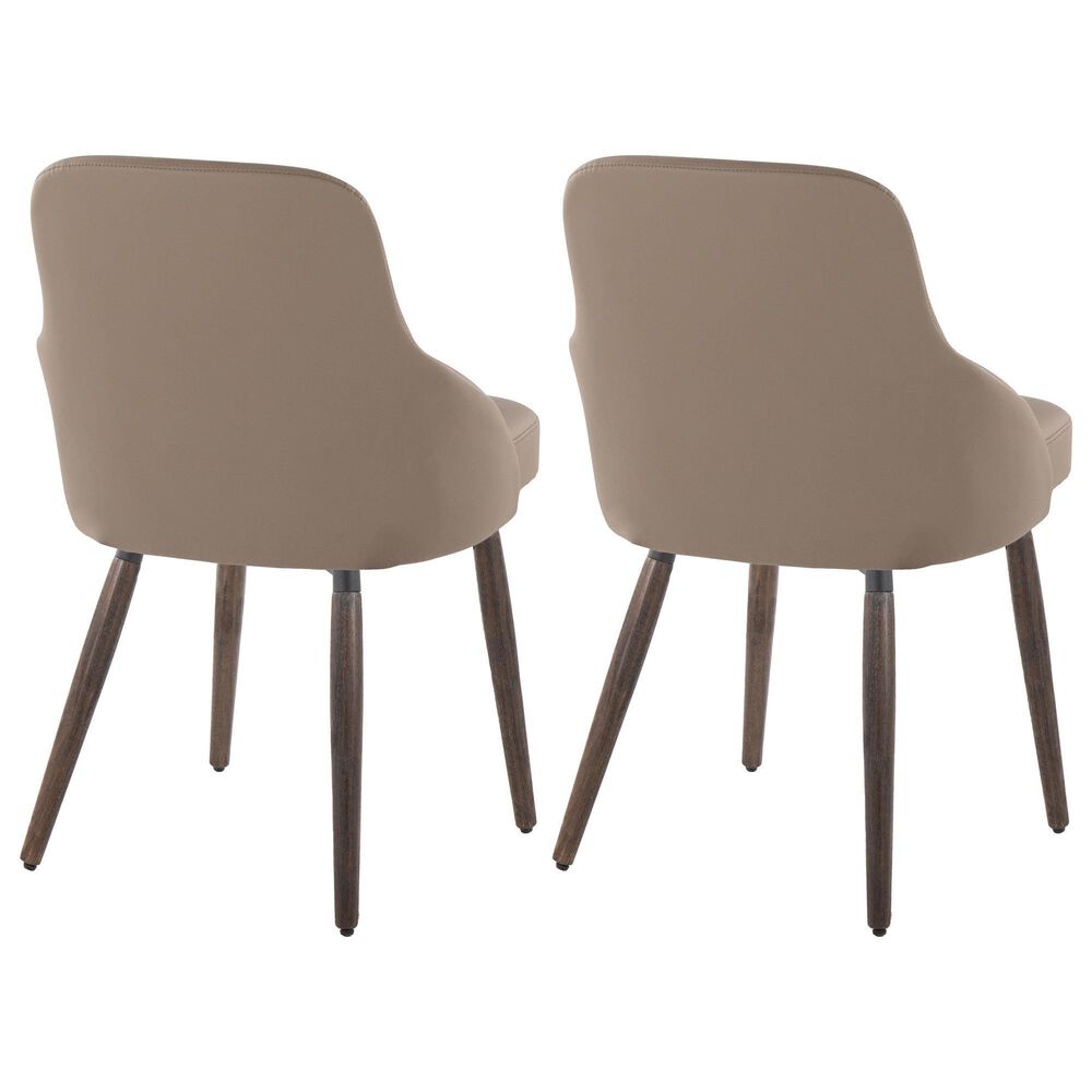 LumiSource York Side Chair with Brown Faux Leather Cushion in Dark Walnut (Set of 2), , large