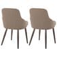 LumiSource York Side Chair with Brown Faux Leather Cushion in Dark Walnut (Set of 2), , large