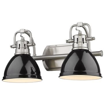 Golden Lighting Duncan 2-Light Bath Vanity in Pewter and Glossy Black, , large