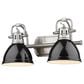 Golden Lighting Duncan 2-Light Bath Vanity in Pewter and Glossy Black, , large