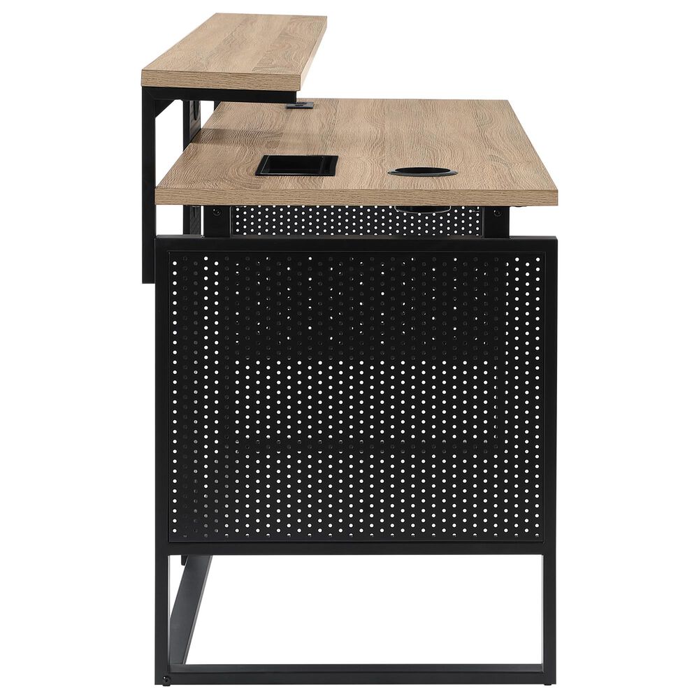 OSP Home Ace 2-Piece Desk with Hutch and Bookcase in River Oak and Black, , large