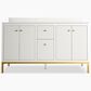 Kohler Calpa 60" Double Bathroom Vanity in White with 2 cm White Quartz Top and Rectangular Sinks, , large
