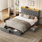 HOMLUX Full Upholstered Platform Storage Bed with Headboard Shelf and USB Charging Station in Gray, , large